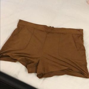 Camel brown suede shorts